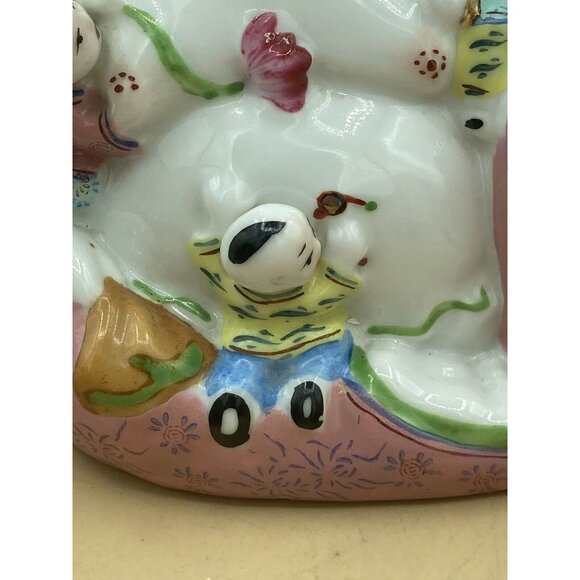 Vintage Chinese Porcelain Happy Buddha Statue With 5 Children READ - Picture 10 of 12